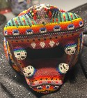 Large Huichol Beaded Jaguar Head - 6    Wixarika Mexican Folk Art - Sacred Symbol