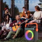 Portable Karaoke Machine W  2 Wireless Microphones  Bluetooth Speaker Rgb Lights