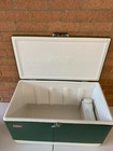 Vtg 1970s Large Coleman Green White Metal   Plastic Cooler   great Condition  
