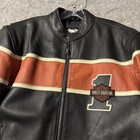 Vintage Harley Davidson Victory Lane Leather Jacket Mens Medium Full Zip Biker