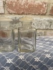 Lot Of 5 Vintage Upjohn Embossed Apothecary Jars With Dimpled Stoppers