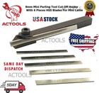 New Small Lathe Mini Cut Off Parting Tool Holder 8mm With 5mm M2 Hss 6 Pcs Blade