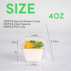 100 Pack 4 Oz Mini Dessert Cups With Spoons And Lids  Clear Square Dessert Bowls