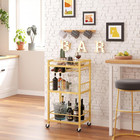 Bar Cart  Home Bar Serving Cart With 3-tier Mirrored Shelf  Drink Cart  Mobile K