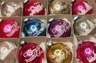 Lot Vtg Glass Pictured Silent Night Merry Santa Sled Ball Christmas Ornaments Us