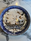 Japanese Imari Porcelain Plate Platter Landscape Birds Blue 12    Large Heavy