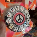Modern Touch Tone  Tt Systems Peace Phone W  Pink And Orange Heart Design Retro
