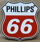 Vintage Phillips 66 Gasoline Porcelain Sign Dealership Gas Station Motor Oil