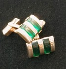 Vintage Swank Gold Tone Cufflinks Dark Green Accent Retro Mcm Men s Jewelry
