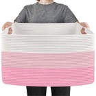 Large Pink Baskets For Organizing  23 6  X 15 7  X 14 1  Rectangle Woven