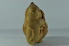 Fine Old Chinese Carved Soapstone Monkey Peach Brush Washer Scholar Art