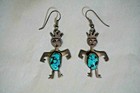 Vintage Earrings Handmade Native American Sterling Silver Turquoise Marked 