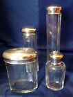 Matching Set Of 4 X Antique  1927 Hallmarked Silver Dressing Table Jars Bottles