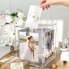 Acrylic Wedding Card Box With Picture Frame  Clear Gift Card Box For Wedding    