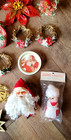 Mixed Lot 27 Vintage Christmas Tree Ornaments Santa Coasters Plastic Pointsetta