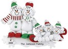Personalized Snowman Sled Family Of 2-3-4-5-6 Christmas Tree Ornament Gift