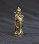 Chinese Brass Carved God Of Wealth Mini Lucky Buddha Statue Pendant