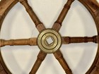 Vintage Wooden Ship Wheel W  Brass Hub-29 5 