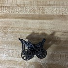 Vintage Miniature Antique Baby Buggy Metal Brass Baby Carriage Doll Play