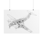 Beech King Air 200 Cutaway Drawing  24in X 36in