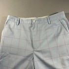Footjoy Mens Golf Shorts Light Blue Red Windowpane Plaid Stretch Size 34 W34