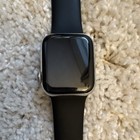 Apple Watch Series 5 38mm Stainless Steel Silver Case Black Silicone Band Gps 