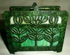 Two Pc Antique Apollo Studios Bronze Green Glass Letter Opener Desk Rack Holder