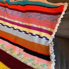 Vtg Handmade Crocheted Afghan Throw Blanket Multi-color White 88 x47 