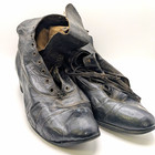 Antique Early 1900s Black Leather Lace-up Shoes Boots Women s