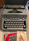 1970 s Hermes 3000 Portable Typewriter Gray White Keys Hardcase Manuals   Brush