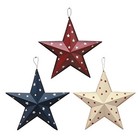 Patriotic Metal Barn Star Wall Decor  12inch Hanging Country Blue red beige
