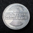 1921-a Germany 50 Pfennig - Weimar Republic - Wheat Sheaf - Aluminum Coin