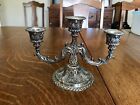 Pair Of Vintage Ornate Pewter Two-arm Candlesticks