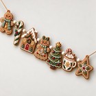 Christmas Gingerbread Garland Wooden Holiday Mantel Fireplace Decor Home