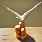 Great Lakes Seagulls Bird Wood Carving Statue 16 5  Beach Nautical Sand Piper