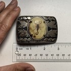 Real Scorpion Belt Buckle Lucite Silver Rectangle Collectible Western Vintage