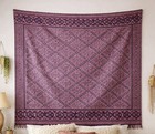 Antique 19th Century Hand Woven Jacquard Coverlet Tapestry Pink Black 72x62