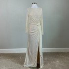 Mac Duggal 26175 Gold Evening Gown Sequin Long Sleeve Formal Column Dress Size 6