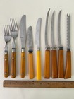 Vintage Bakelite Butterscotch Silverware Flatware Cutlery Mixed Lot 9 Pc 