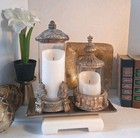 Deco 79 Candle Canisters  Featuring Antique Gold Finish  X 2 tray   Candles Inc 