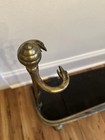 Antique English Pierced Brass Fireplace Fender W Paw Feet  Tool Rest   Tools