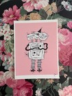 Cute Three-headed Alien Pink Original Doodle Indie Art Print Licensed Signed