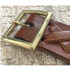 Vintage Wide Brown Leather Belt Xl Solid Brass Usa Buckle Boho Equestrian Laced