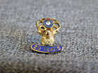 Vintage Elks 20-year Bpoe Sterling Silver Lapel Pin W  Enamel   Ruby Eyes    