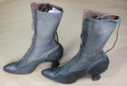 Antique 1920s Victorian Lace-up Gray Leather Ladies Womens Boots High-top Shoes