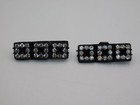 C377-vintage Shoe Clips black rhinestones 1 5  hard Plastic