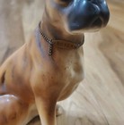 Vintage Porcelain Sitting Boxer Dog Figurine With Collar Made In Japan Mcm