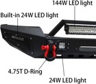 Front And Rear Bumper Texture Black W winch Plate   9 Led Lights   D Ring