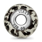 Silver Reflections White   Black W glitter Overlay Glass Bead Qrs2265