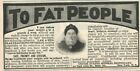 To Fat People 1905 Quack Medicine Weight Loss Vintage Print Ad